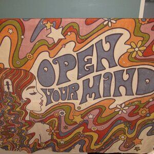 Earthbound Trading Open Your Mind Psychedelic Wall Hanging Tapestry 8' x 7'